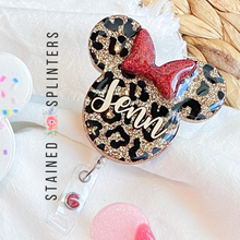 Load image into Gallery viewer, Leopard Print Minnie Badge Reel