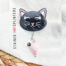 Load image into Gallery viewer, Black Kitty Badge Reel